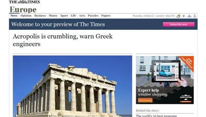 Times: Ο βράχος της Ακρόπολης καταρρέει!  