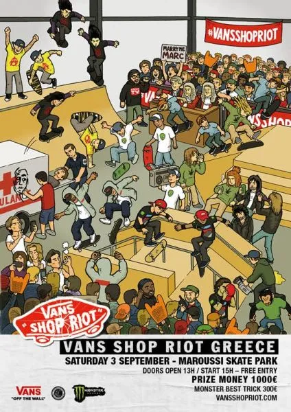 Vans Shop Riot Greece 2016: Σάββατο 3 Σεπτεμβρίου - Μαρούσι Skate Park