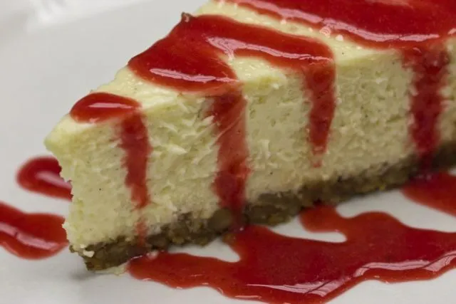 Mondays_at_Il_Forno_-_Cheesecake_with_strawberry_sauce