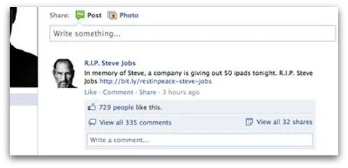 Facebook | Scam παραπλανεί με το θάνατο του Steve Jobs!