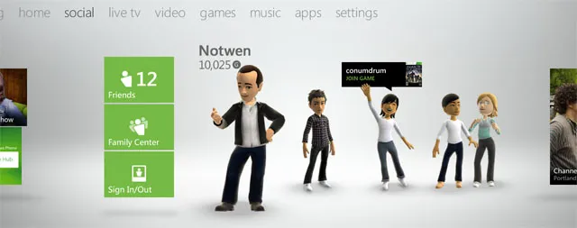 Xbox interface