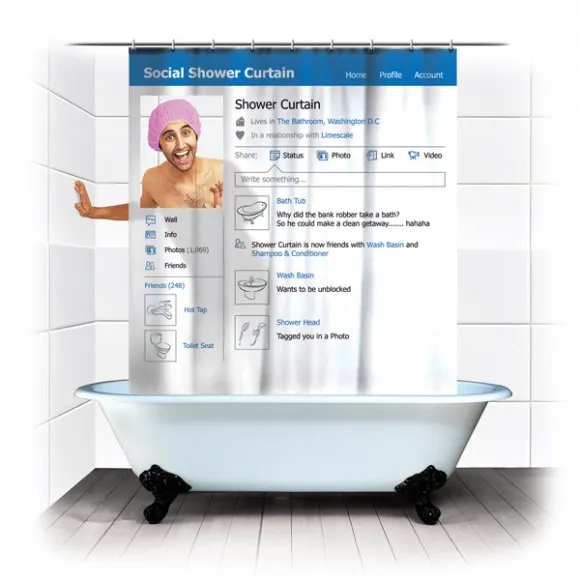 Κουρτίνα μπάνιου ειδική για να μην αποχωρίζεστε ποτέ το Facebook!  