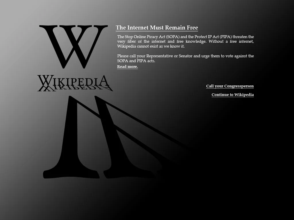 Wikipedia | Κλειστή λόγω διαμαρτυρίας αύριο
