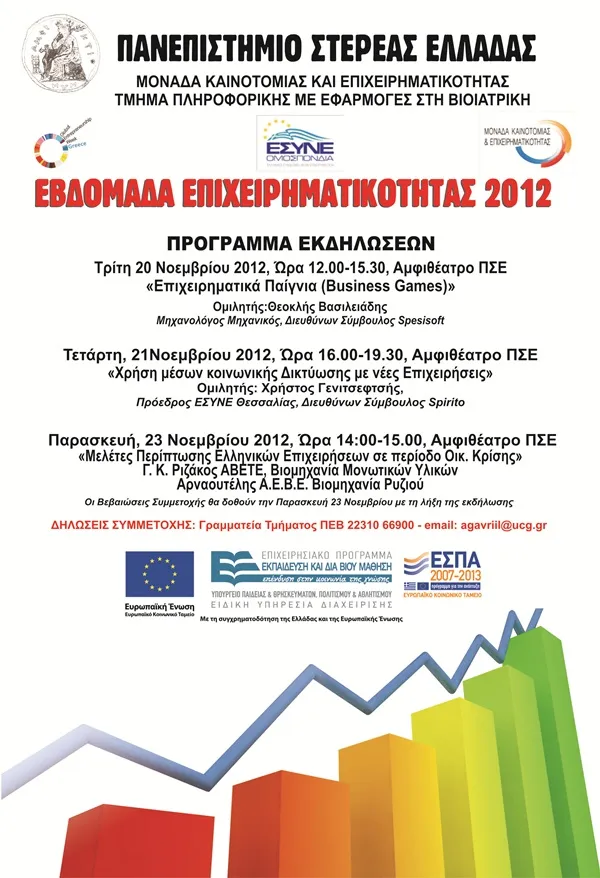 Πανεπιστήμιο Στ. Ελλάδας | Εβδομάδα Επιχειρηματικότητας 20-23/11/2012