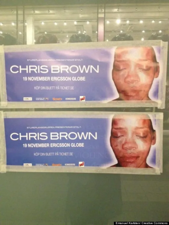 Aφίσα με την κακοποιημένη Rihanna για συναυλία του Chris Brown