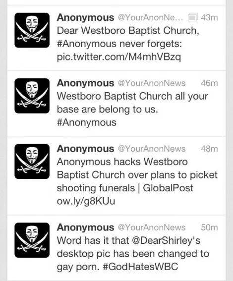 Anonymous vs Εκκλησία Βαπτιστών Westboro