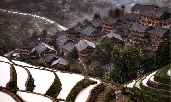 Hidden mountain village in Southern China. 
