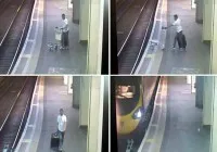 Λονδίνο | Βίντεο δείχνει άντρα να ρίχνει μεταλλικό καρότσι στις ράγες του τραίνου