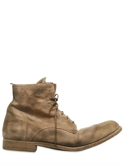 #3 WASHED LEATHER LACE-UP ANKLE BOOTS