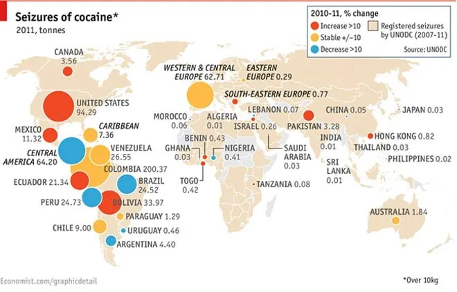 Χάρτης: Τα μέρη του πλανήτη όπου είναι πιο δημοφιλής η κοκαΐνη