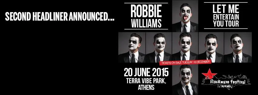 Συναυλίες 2015: Robbie Williams @ TerraVibe  (εισιτήρια και πληροφορίες)