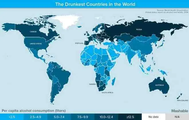 Εντυπωσιάζει ο χάρτης με τις πιο μεθυσμένες χώρες του πλανήτη!