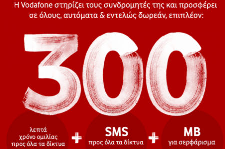 Vodafone: Δωρεάν λεπτά ομιλίας, mb και sms μέχρι 7/7