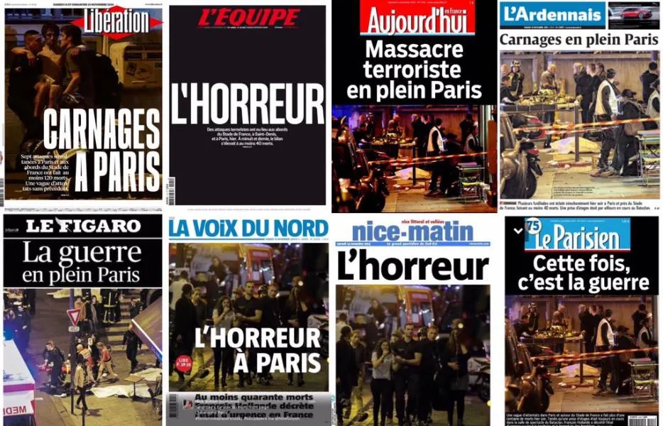 Τα πρωτοσέλιδα του διεθνή τύπου για το μακελειό στο Παρίσι