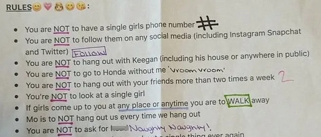 Η περίεργη λίστα κανόνων μιας κοπέλας για το αγόρι της έγινε viral και είναι αδιανόητη!