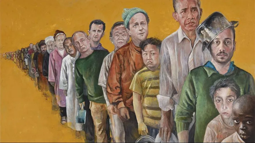 Οι μεγάλοι ηγέτες κρατών ως πρόσφυγες από έναν Σύριο ζωγράφο