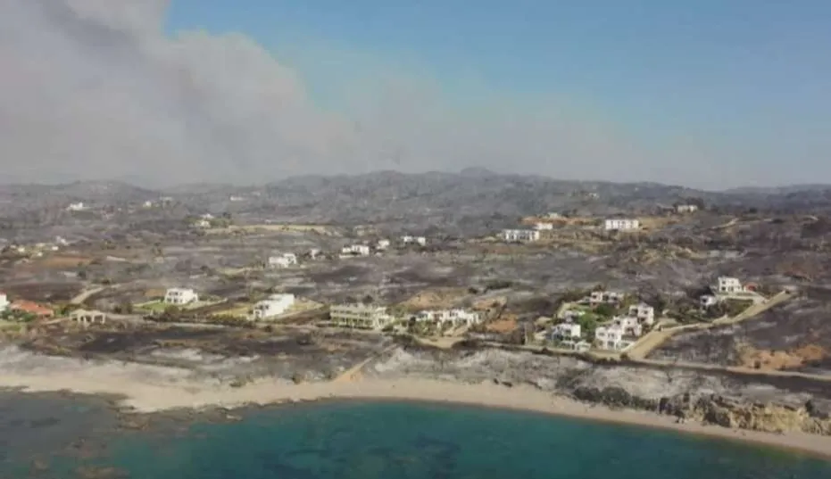 Φωτιά στη Ρόδο: Drone δείχνει την καταστροφή στο Κιοτάρι